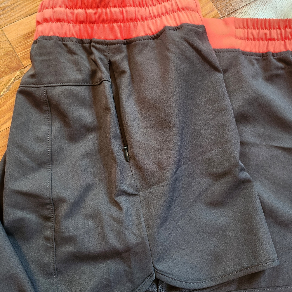ZYIA Red and Black Athletic Shorts with Elastic Waistband